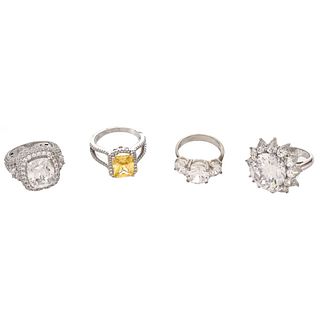 Four CZ and Sterling Rings