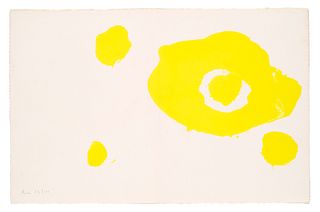 Motherwell, Robert o.T. 1971. Farblithographie auf chamoisfarbenem Vélin. 18 x 25 cm (22,3 x 34,5 cm). Monogrammiert und nummeriert. Punktuell auf Unt