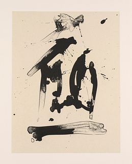 Motherwell, Robert Untitled (aus: Tres Poemas, 1988). Lithographie auf cremefarbenem aufgewalzten Japan auf starkem Vélin. 35 x 27 cm (55 x 45,3 cm). 