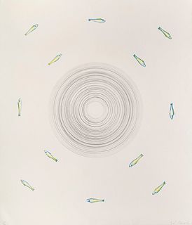 Ruscha, Ed Chicago Art Fair (C.I.A.E.). 1983. Farblithographie auf chamoisfarbenem Arches. 83,8 x 72,4 cm (83,8 x 72,4 cm). Signiert, datiert und numm
