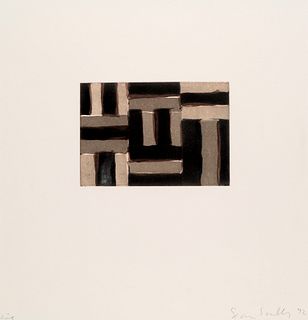 Scully, Sean Heart of Darkness. Komposition VI. 1992. Farbquatintaradierung auf chamoisfarbenem Magnani (mit dem Wasserzeichen). 12,1 x 17,8 cm (47 x 