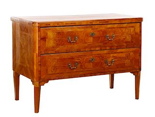 Italian Neoclassical Two Drawer Marquetry Commode