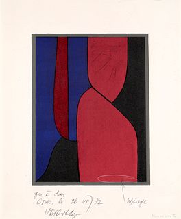Vasarely, Victor Set aus 2 Arbeiten. 1972. Je Farblithographie auf chamoisfarbenem Vélin. Blattmaße je 48 x 40 cm. Je signiert, datiert und bezeichnet