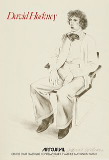 Hockney, David o.T. (Gregory Evans). 1979. Lithographie auf chamoisfarbenem Arches (mit dem Blindstempel Mourlot Paris). 75 x 52 cm (75 x 52 cm). Sign