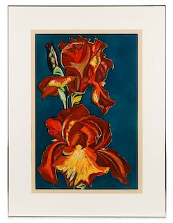 Lowell Nesbitt 1974 Modernist Lithograph, "Irises"