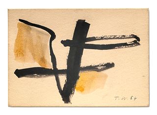 Werner, Theodor Set aus 2 Zeichnungen. Je 1954. Jeweils Tusche und Aquarell auf Papier. Blattgröße von 8,8 x 14 cm bis 11,5 x 16 cm. Monogrammiert und