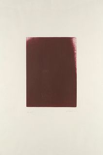 Rainer, Arnulf Violette Furchen (Kopf dahinter). 1973. Farbradierung auf chamoisfarbenem Hahnemühle. 24,5 x 34,5 cm (78 x 52,5 cm).  Signiert und beze