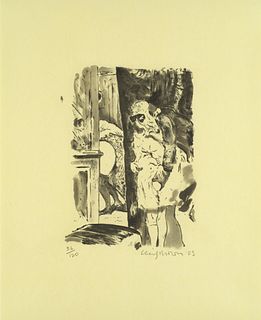 Brown, Cecily Paranoia man in cheap shit room. 2005. Aquatinta und chine collé auf gelbem Papier. 22,5 x 16 cm (40,5 x 32 cm). Signiert, datiert und n