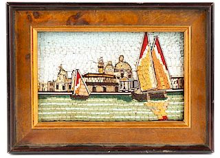 Italian Micromosaic Venetian Canal Scene, 20th C.