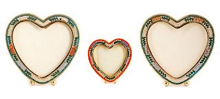 Group of 3 Italian Micromosaic Heart Shaped Frames