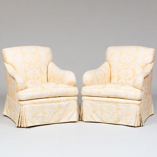 Pair of Colefax and Fowler Upholstered "Greentree" Club Chairs, A. Schneller & Sons