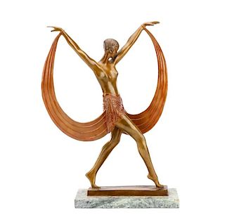 Art Deco Patinated Bronze Figural Sculpture