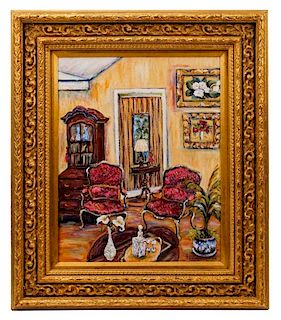 Ann Copelan Signed Oil, "Artist's Apartment"