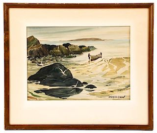 Maurice Logan Signed California Coastal Watercolor