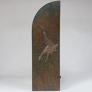 Four Art Deco Gilt-Gesso and Painted Wood Panels 