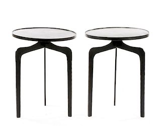 Pair of Modernist Iron Tripod Side Tables