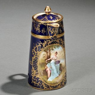 Austrian Hand-painted Porcelain Chocolate Pot and Cover