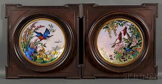 Pair of Framed Aesthetic Movement Enamel-on-copper Plaques