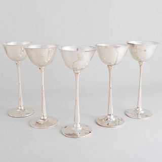 Set of Five American Silver Goblets