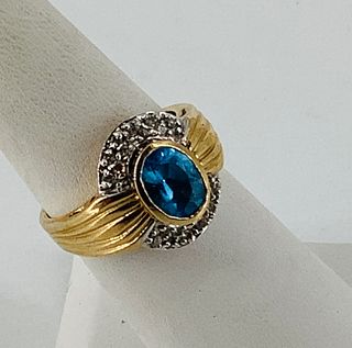 10kt Dual Tone Ring With Gemstones