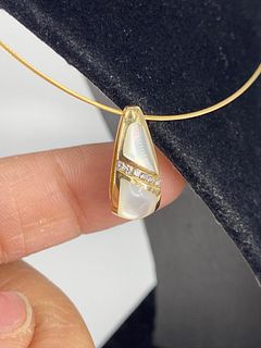 14kt Yellow Gold Necklace With A 14kt Yellow Gold& Diamond Slide Pendant