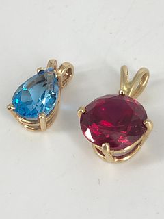 Two Gold and Gemstone Pendants