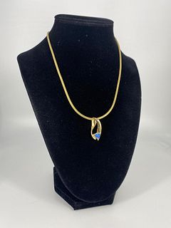14kt Yellow Gold Necklace Containing a 14kt Yellow Gold & Gemstone Slide Pendant