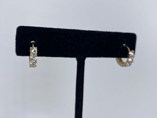 14kt Yellow Gold & CZ Stone Hoop Earrings