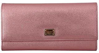 PINK LEATHER BIFOLD CONTINENTAL CLUTCH CRYSTAL WALLET