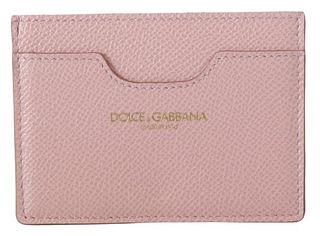 PINK DAUPHINE LEATHER LOGO PRINT ONE CARD HOLDER WALLET