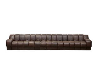 A custom De Sede-style leather sectional sofa