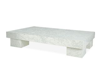 A large marble coffee table