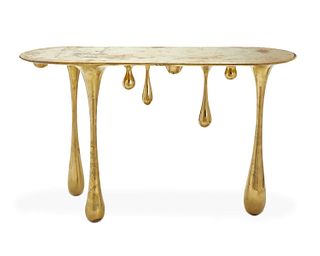 A melting brass console table, by Zhipeng Tan