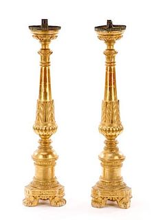 Pair of Italian Carved Giltwood Candle Prickets