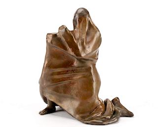 Modern Bronze Sculpture, Shrouded Mother & Child