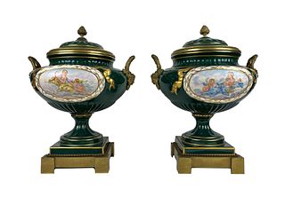 Pair of French Sevres and Bronze Mounted Porcelain