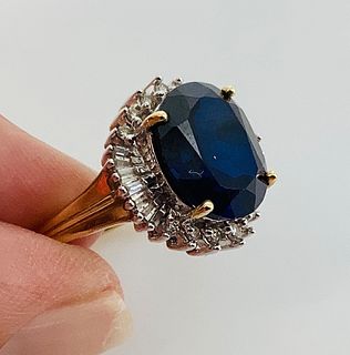 14kt Dual Tone Diamond & Sapphire Ring