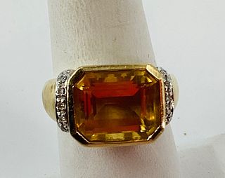 10kt Yellow Gold Diamond 7 Citrine Ring
