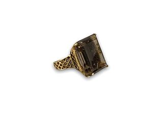 Sterling/Vermeil and Smoky Topaz Ring