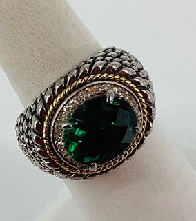 Sterling Silver, Diamond & Gemstone Ring