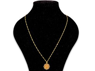 10kt Yellow Gold Necklace Containing A 14kt Gold Pendant