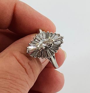 White Gold and Diamond Ballerina Cocktail Ring