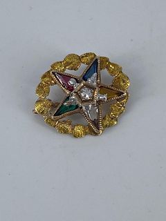 10kt Gold and Gemstone Lodge Pin