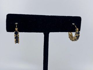 14kt Yellow Gold & Sapphire Hoop earrings