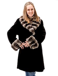 Ladies Fine Sheared Mink & Chinchilla Fur Coat