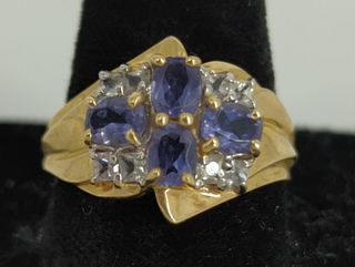 Gold and Gemstone Cluster Ring