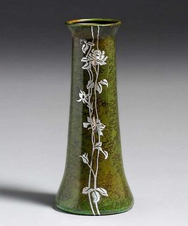 Heintz Sterling on Bronze #3708 Floral Overlay Vase c1915