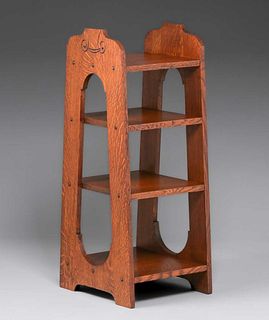 Grand Rapids Spoon-Carved Cutout Magazine Stand c1905