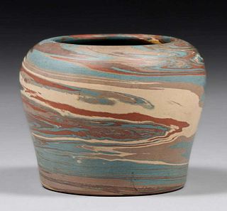 Small Niloak Pottery Closed Rim Mission Swirl Vase c1920s