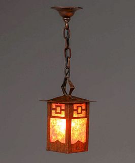 Arts & Crafts Hammered Copper Hanging Lantern c1910